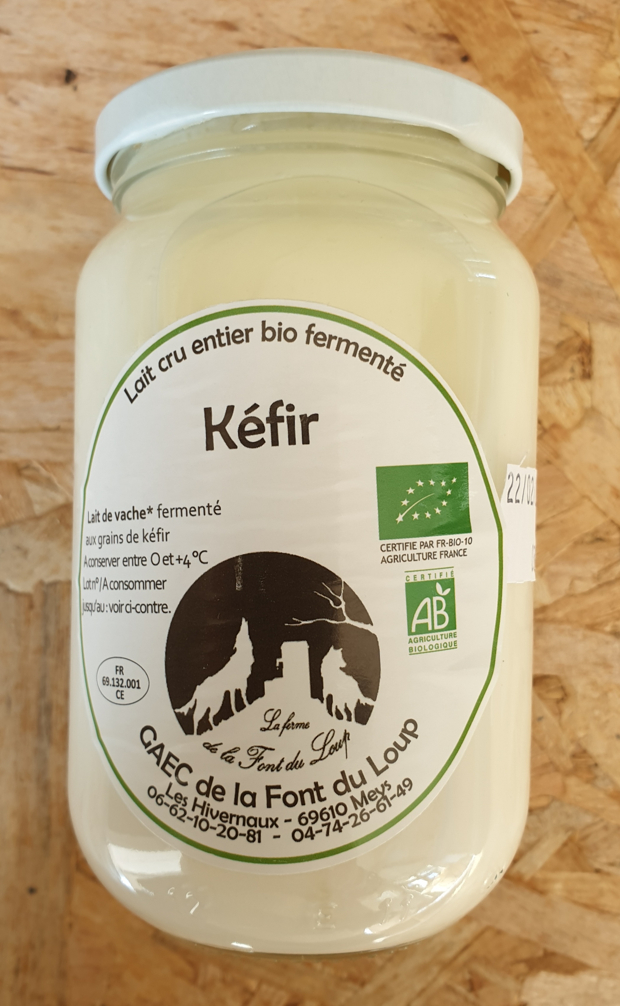 Kéfir de lait de vache, pot en verre 500gr bio à Lyon Rhône (69)