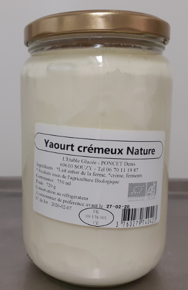 Yaourt nature 500g - Ferme de Blagneux - Pot verre